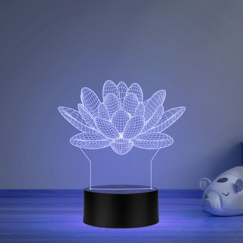 3D Illusion Lotus Flower Led Night Lamp Multicolored Light Home Decor Light